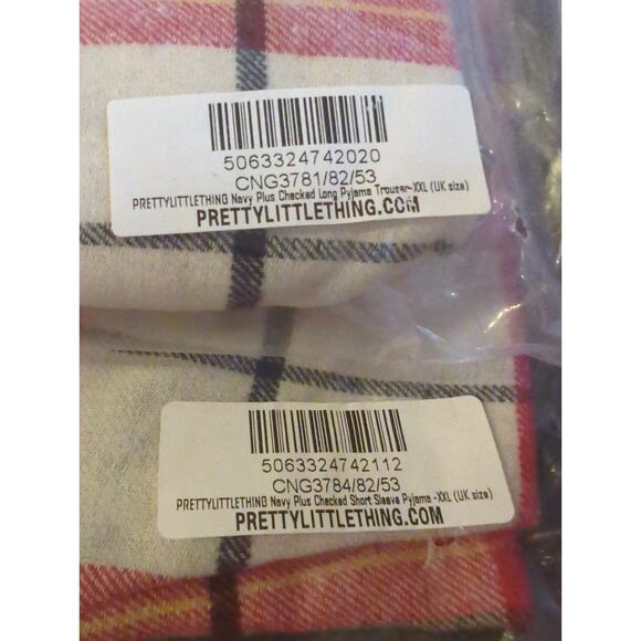 PrettyLittleThing Plus Navy Checked Pyjama Set US Size XL NWT - Picture 5 of 5